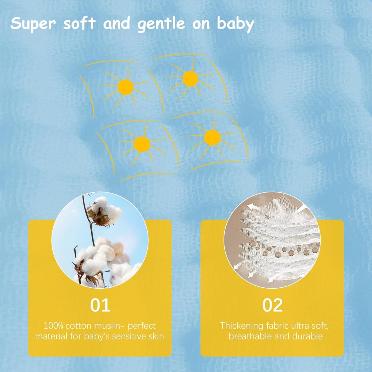 12 Pack Muslin Burp Cloths 100% Cotton Muslin Cloths Large 20''x10'' Extra Soft and Absorbent Baby Burping Cloth - Aqua