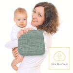 12 Pack Muslin Burp Cloths 100% Cotton Muslin Cloths Large 20''x10'' Extra Soft and Absorbent Baby Burping Cloth - Green