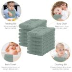 12 Pack Muslin Burp Cloths 100% Cotton Muslin Cloths Large 20''x10'' Extra Soft and Absorbent Baby Burping Cloth - Green