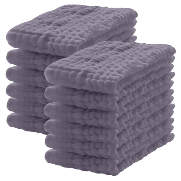 12 Pack Muslin Burp Cloths 100% Cotton Muslin Cloths Large 20''x10'' Extra Soft and Absorbent Baby Burping Cloth - Grey