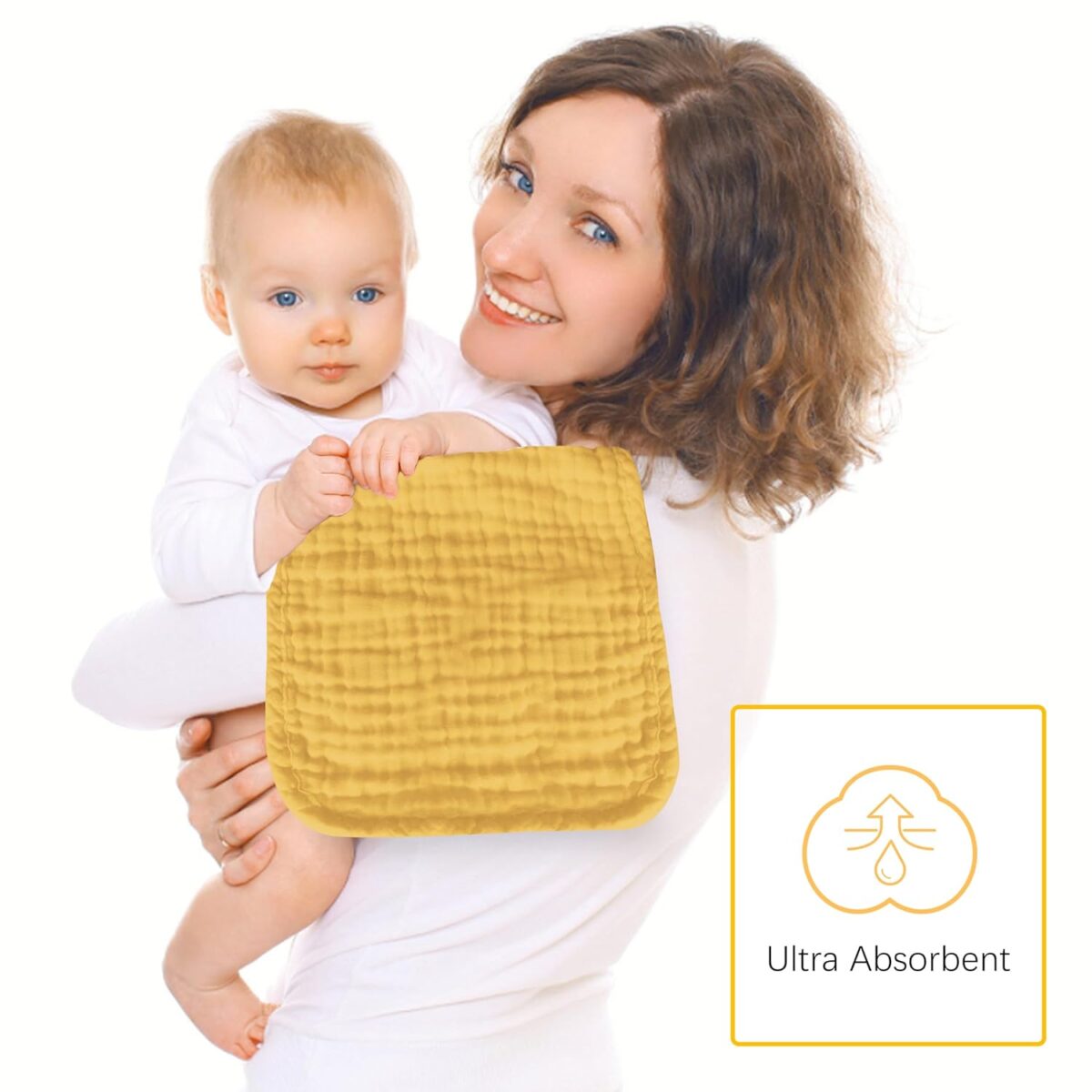 12 Pack Muslin Burp Cloths 100% Cotton Muslin Cloths Large 20''x10'' Extra Soft and Absorbent Baby Burping Cloth - Honey