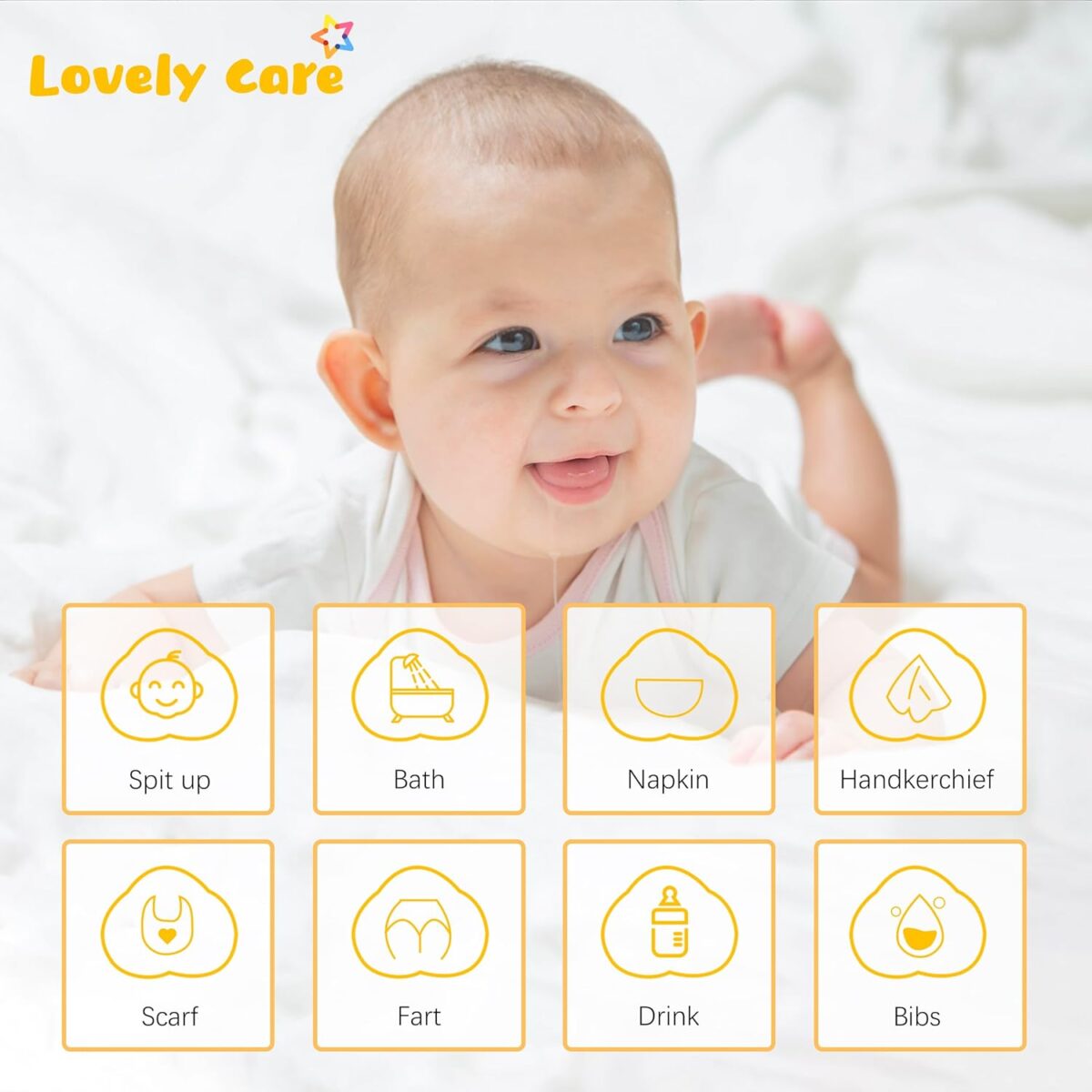 12 Pack Muslin Burp Cloths 100% Cotton Muslin Cloths Large 20''x10'' Extra Soft and Absorbent Baby Burping Cloth - Honey