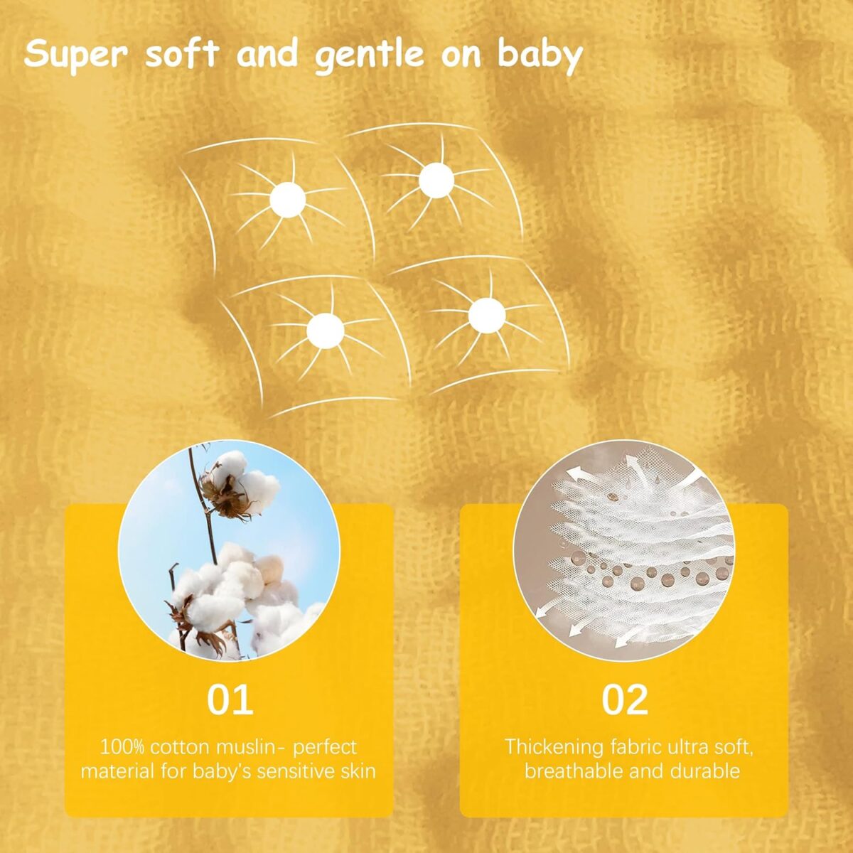 12 Pack Muslin Burp Cloths 100% Cotton Muslin Cloths Large 20''x10'' Extra Soft and Absorbent Baby Burping Cloth - Honey
