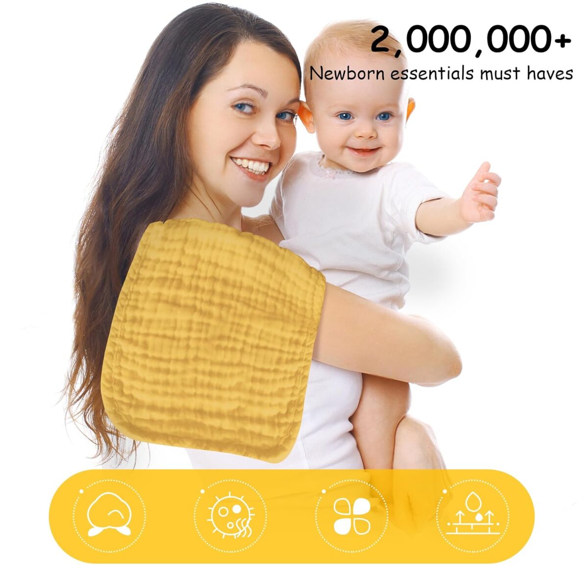12 Pack Muslin Burp Cloths 100% Cotton Muslin Cloths Large 20''x10'' Extra Soft and Absorbent Baby Burping Cloth - Honey