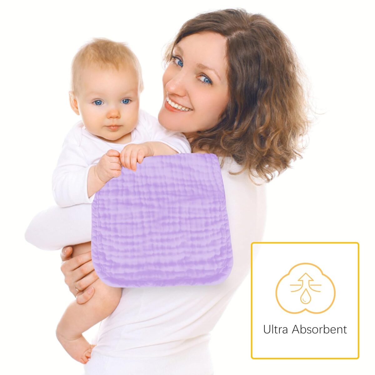 12 Pack Muslin Burp Cloths 100% Cotton Muslin Cloths Large 20''x10'' Extra Soft and Absorbent Baby Burping Cloth - Honey