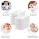 12 Pack Muslin Burp Cloths 100% Cotton Muslin Cloths Large 20''x10'' Extra Soft and Absorbent Baby Burping Cloth - White