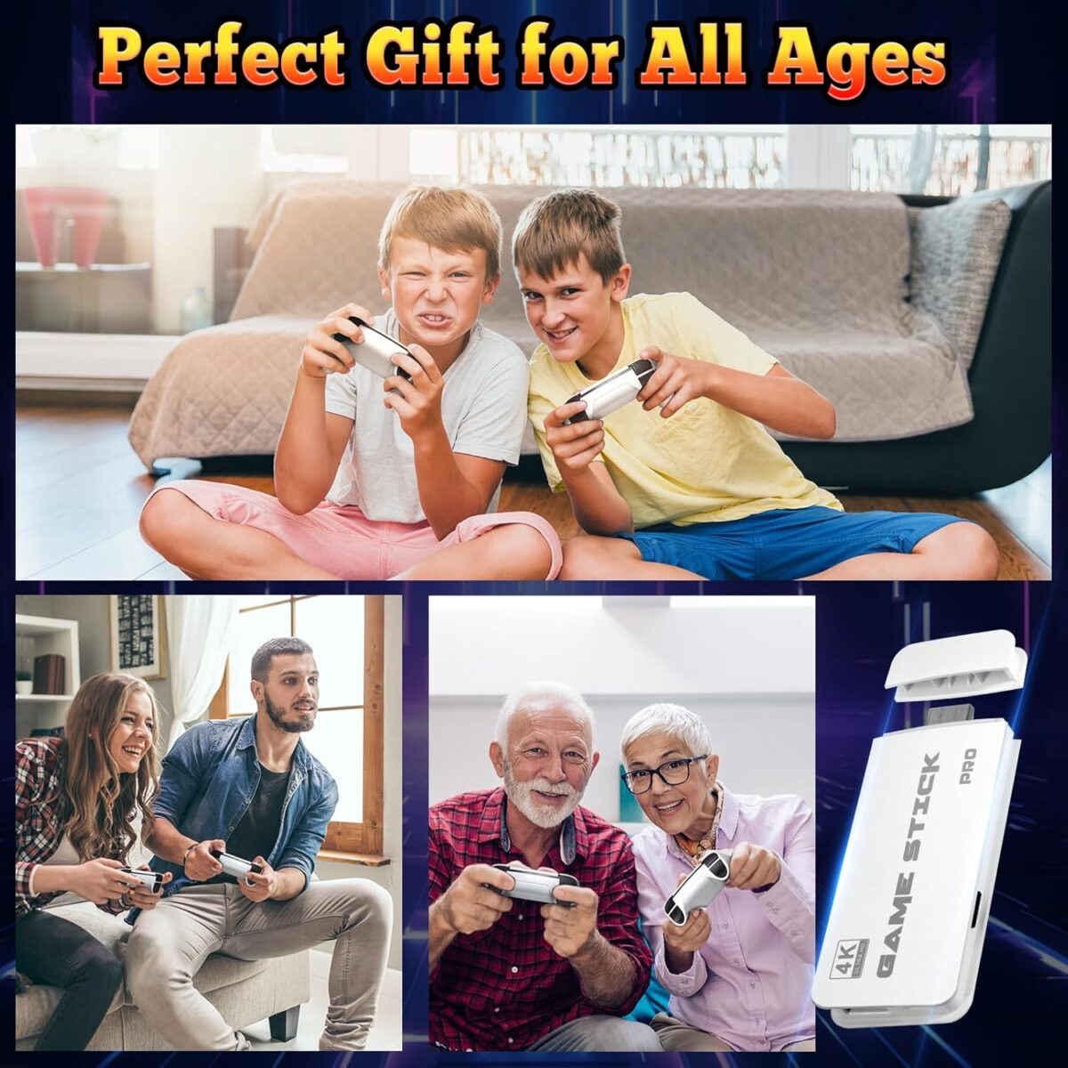 20000+ Wireless Retro Gaming Console, Retro Gaming Stick,Classic Retro Play Plug and Play Video Gaming Stick, 4K HD HDMI TV Game Stick (64G)