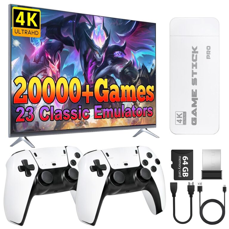 20000+ Wireless Retro Gaming Console, Retro Gaming Stick,Classic Retro Play Plug and Play Video Gaming Stick, 4K HD HDMI TV Game Stick (64G)