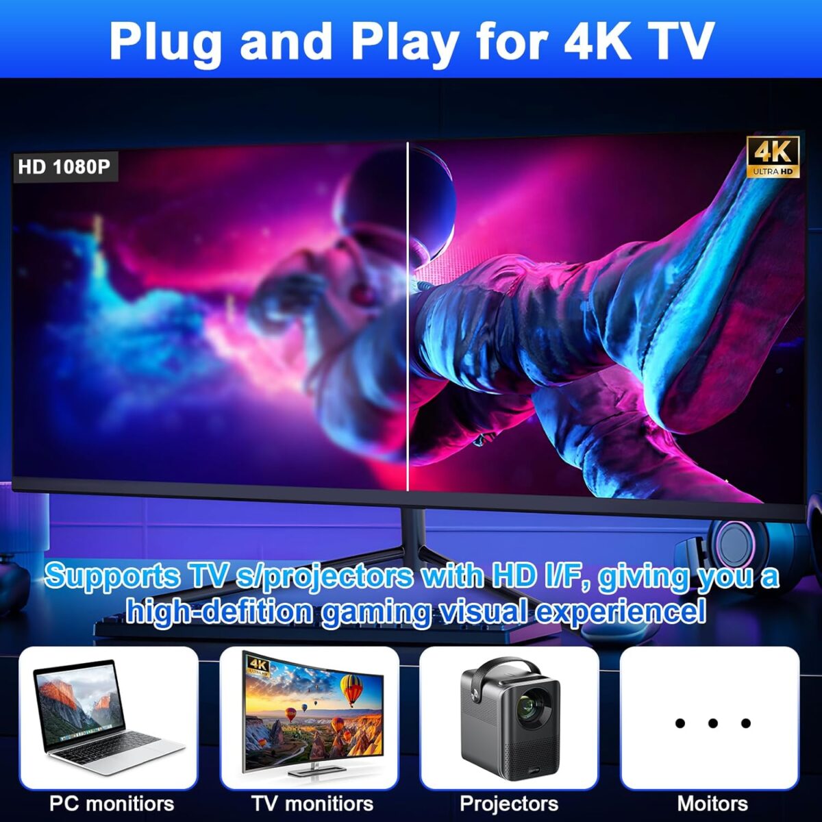 2025 Latest Wireless Retro Game Stick,Arcade Pandora Stick,Built in 42,000+ Games with 50+ Emulators,4K HDMI Output,Plug and Play TV Video Game Stick,256GB Memory Card,with Dual...