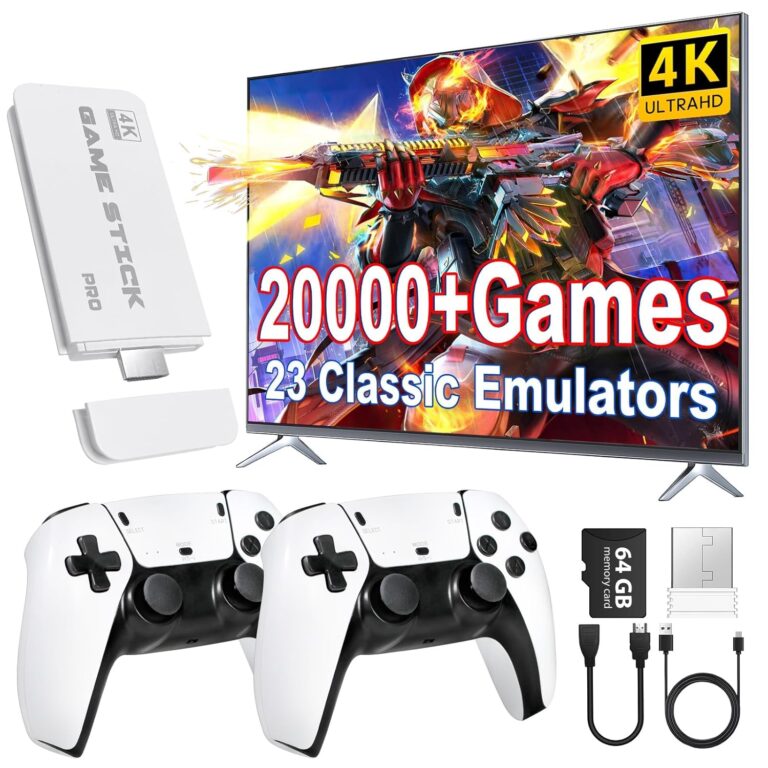 2025 Upgrade Retro Game Console Stick Pro,Built-in 23 Emulators 20,000+ Games,Retro Gaming Console 64GB TF Card,Dual 2.4GHz Wireless Controllers,Game Stick 4K HDMI Plug and Play...