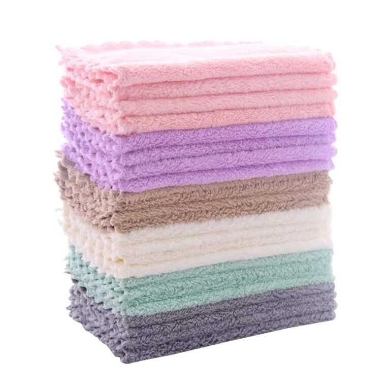 24 Pack Kitchen Dishcloths - Does Not Shed Fluff - Reusable Dish Towels, Dish cloths, Super Absorbent Coral Fleece Cleaning Cloths, Nonstick Oil Washable Fast Drying, 7 x 9 Inch...
