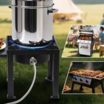5 PSI Adjustable Propane Regulator with 4FT Stainless Steel Braided Hose â€“ Propane Regulator for Turkey Fryers, Fire Pits, & Burners | QCC-1 Connection