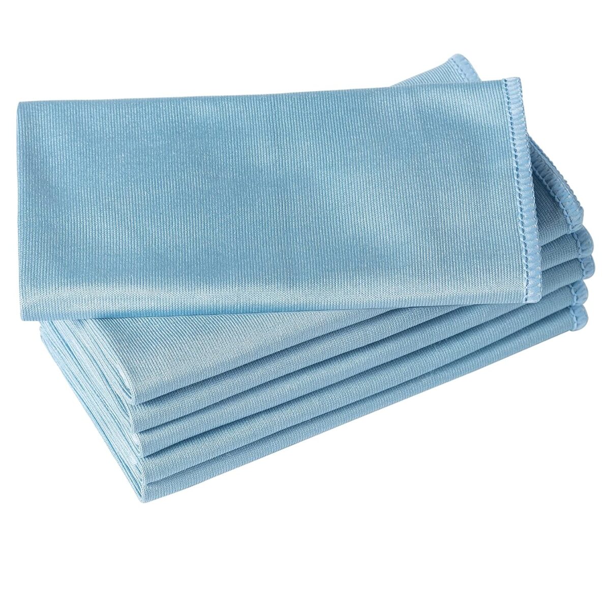 6 Pack Microfiber Glass Cleaning Cloth, 16 Inch X 16 Inch, Lint Free Quickly Clean Window, Glasses, Windshields, Mirrors, and Stainless Steel, Blue