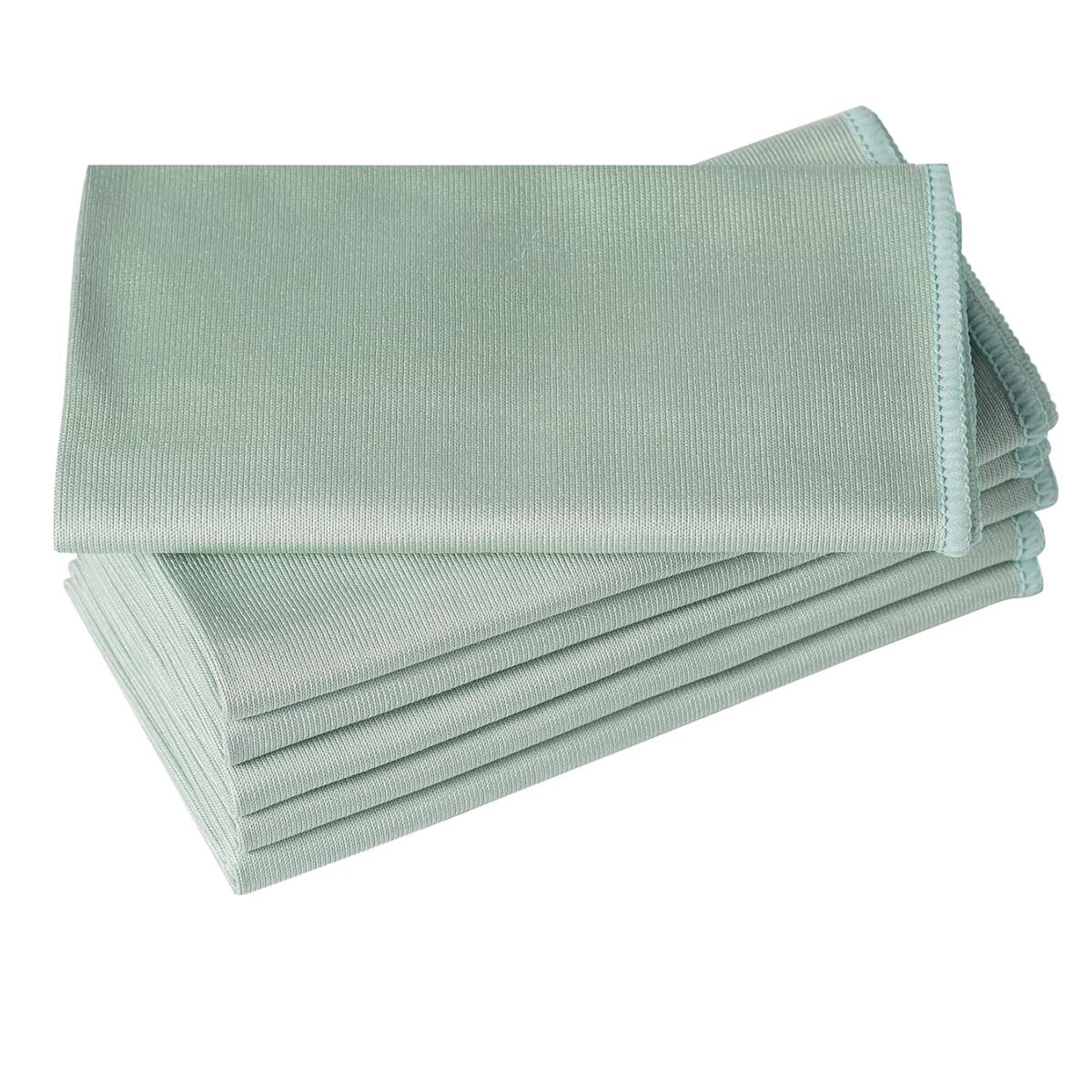 6 Pack Microfiber Glass Cleaning Cloth, 16 Inch X 16 Inch, Lint Free Quickly Clean Window, Glasses, Windshields, Mirrors, and Stainless Steel, Green