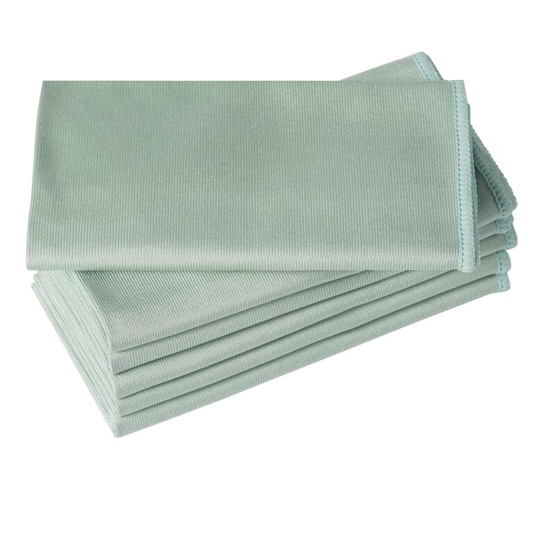6 Pack Microfiber Glass Cleaning Cloth, 16 Inch X 16 Inch, Lint Free Quickly Clean Window, Glasses, Windshields, Mirrors, and Stainless Steel, Green