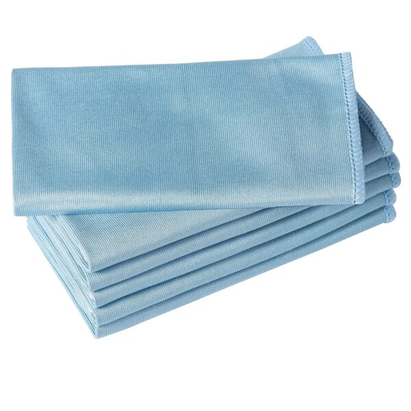 6 Pack Microfiber Glass Cleaning Cloth, 16 Inch X 16 Inch, Lint Free Quickly Clean Window, Glasses, Windshields, Mirrors, and Stainless Steel, Blue