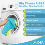 AIDEA Microfiber Cleaning Cloth-12PK, Soft Microfiber Towels for Cars, Absorbent Cleaning Rags, Lint-Free Streak-Free Wash Cloths for House, Kitchen, Window(12in.x12in), Orange