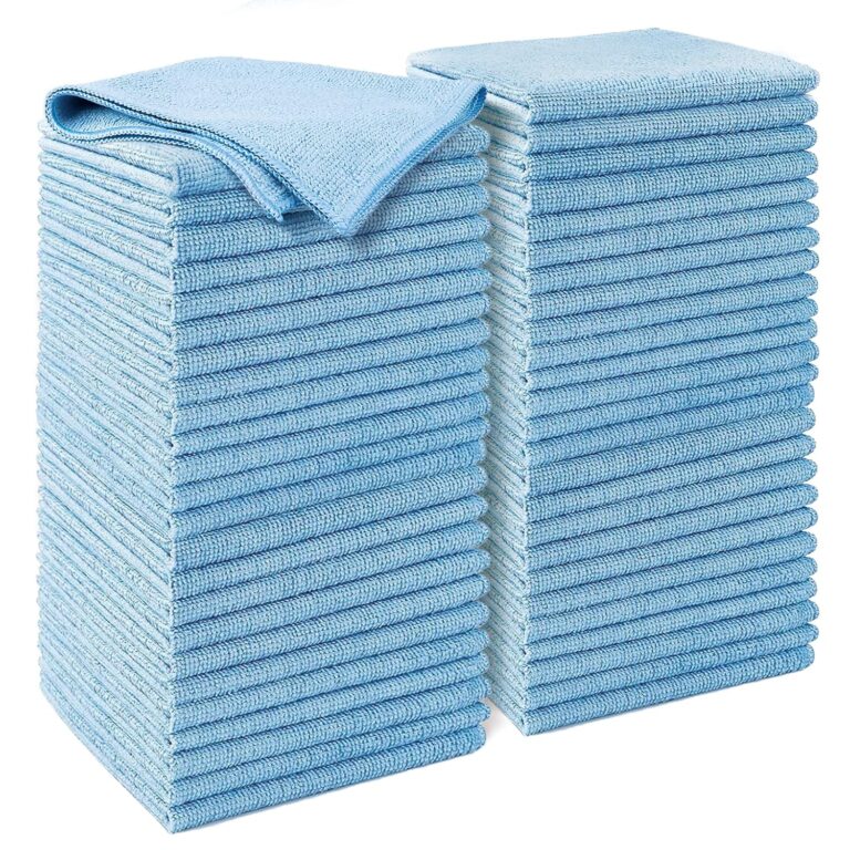 AIDEA Microfiber Cleaning Cloth, 50PK, Blue Shop Rags, Microfiber Towels for Cars, Dusting Cloth Lint Free Rags, Absorbent Towels for SUVs, House, Kitchen, Mechanic, Workshops,...