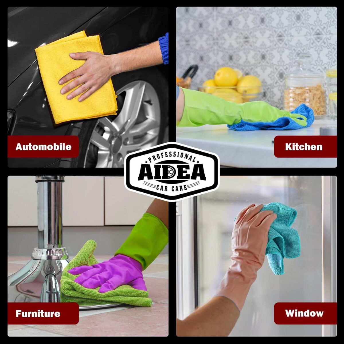 AIDEA Microfiber Cleaning Cloth, 50PK, Microfiber Towels for Cars, Premium Wash Cloths, Dusting Cloth Cleaning Rags, Absorbent Towels for SUVs, House, Kitchen, Window, Cleaning...