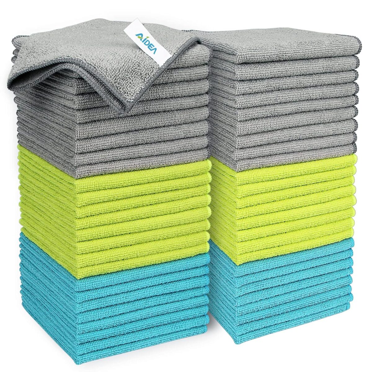 AIDEA Microfiber Cleaning Cloth-50PK, Soft Microfiber Towels for Cars, Absorbent Cleaning Rags, Lint-Free Streak-Free Wash Cloths for House, Kitchen, Window(12in.x12in)