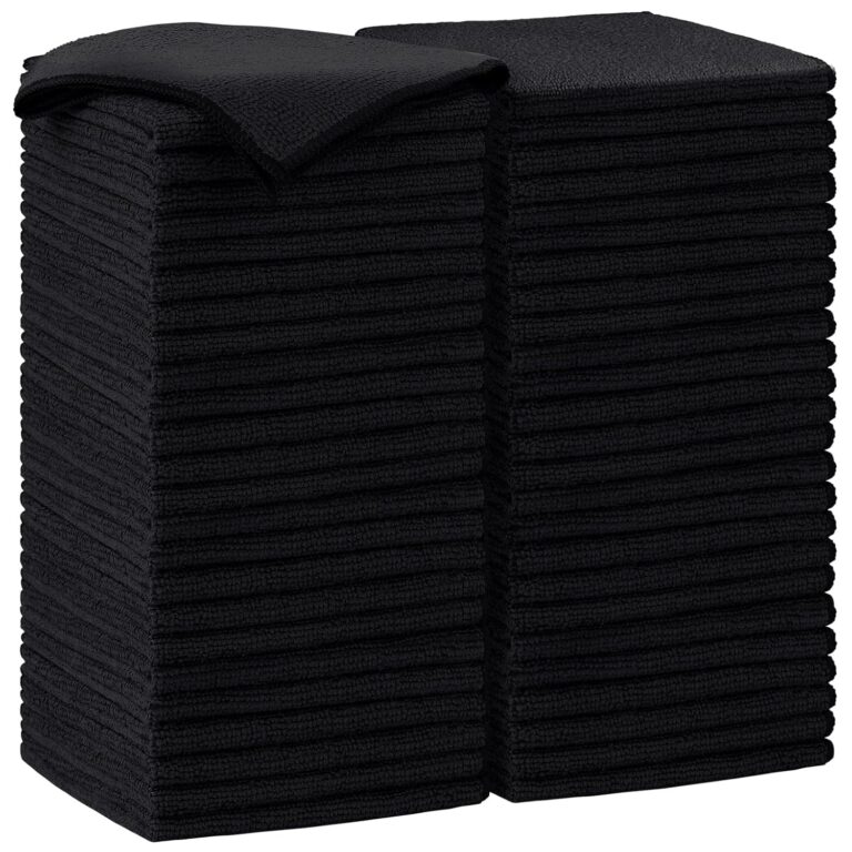AIDEA Microfiber Cleaning Cloth-50PK, Soft Microfiber Towels for Cars, Absorbent Cleaning Rags, Lint-Free Streak-Free Wash Cloths for House, Kitchen, Window(12in.x12in), Black