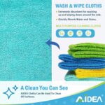 AIDEA Microfiber Cleaning Cloth, 8PK, All Purpose Microfiber Towels, Absorbent Cleaning Rags Kitchen Towels, Lint Free Dusting Cloth for House, Kitchen, Car, Window, 12"×12"