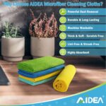 AIDEA Microfiber Cleaning Cloth, 8PK, All Purpose Microfiber Towels, Absorbent Cleaning Rags Kitchen Towels, Lint Free Dusting Cloth for House, Kitchen, Car, Window, 12"×12"