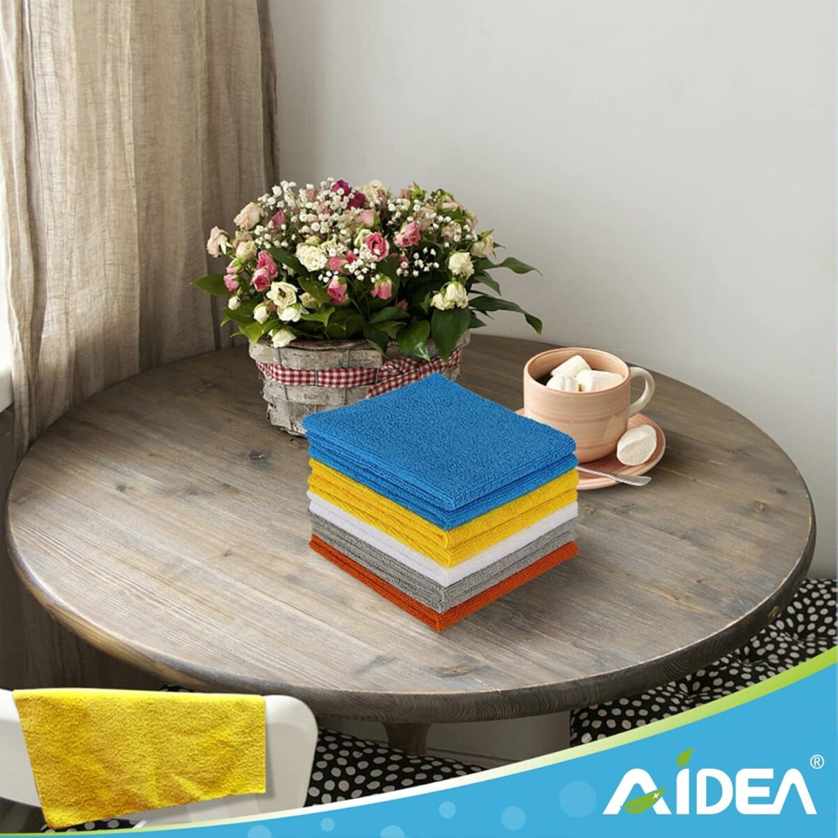 AIDEA Microfiber Cleaning Cloth, 8PK, All Purpose Microfiber Towels, Absorbent Cleaning Rags Kitchen Towels, Lint Free Dusting Cloth for House, Kitchen, Car, Window, 12"×12"
