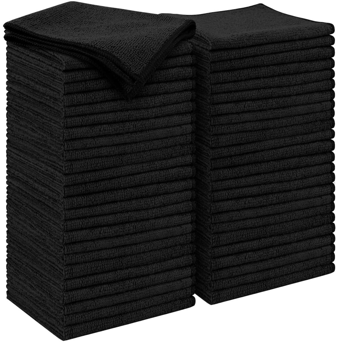 AIDEA Microfiber Cleaning Cloth Black 50PK, Microfiber Towels for Cars, Premium Car Cloths, Dusting Cloth Lint Free Cleaning Rags for SUVs, House, Kitchen, Window,...