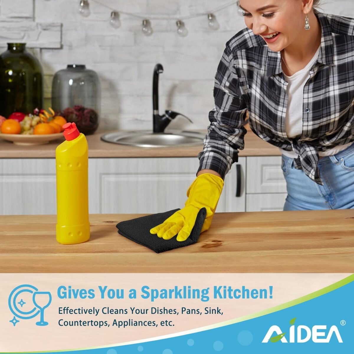 AIDEA Microfiber Cleaning Cloth Black 50PK, Microfiber Towels for Cars, Premium Car Cloths, Dusting Cloth Lint Free Cleaning Rags for SUVs, House, Kitchen, Window,...