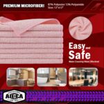 AIDEA Microfiber Cleaning Cloth Pink 20PK, Microfiber Towels for Cars, Premium Car Cloths, Dusting Cloth Lint Free Cleaning Rags for SUVs, House, Kitchen, Window, Workshops,12×12"