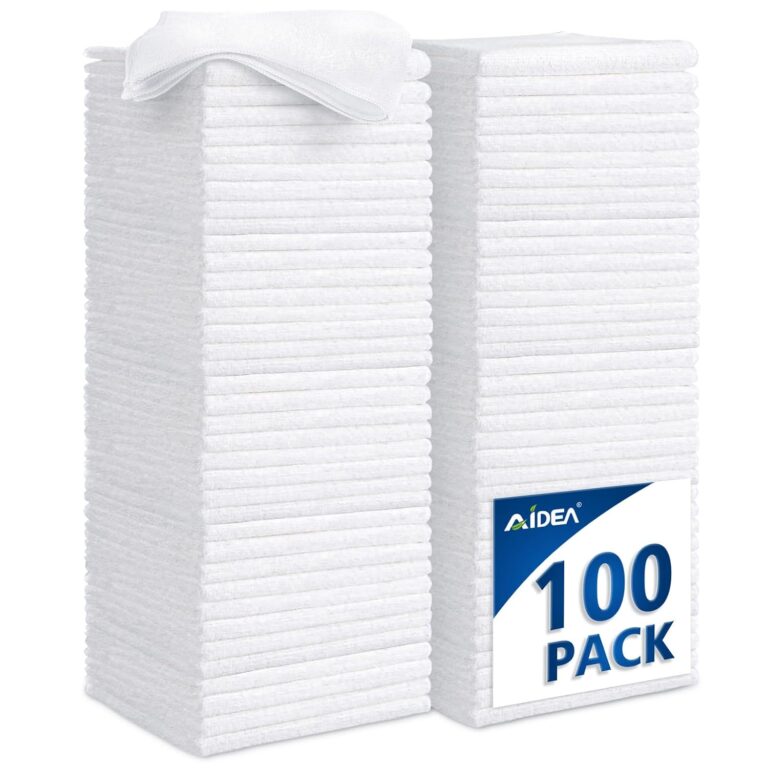 AIDEA Microfiber Cleaning Cloth White-100PK, Absorbent Cleaning Rags, Commercial Shop Rags Lint-Free, Scratch-Free, White Microfiber Towels for Cars, Kitchen Towels White 11.5...