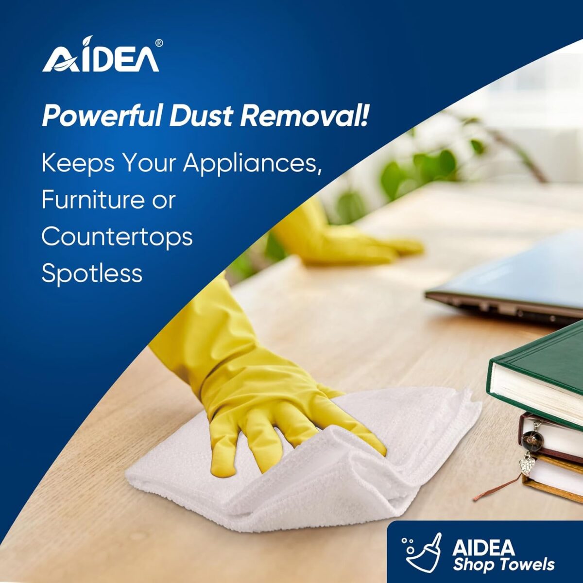 AIDEA Microfiber Cleaning Cloth White-100PK, Absorbent Cleaning Rags, Commercial Shop Rags Lint-Free, Scratch-Free, White Microfiber Towels for Cars, Kitchen Towels White 11.5...