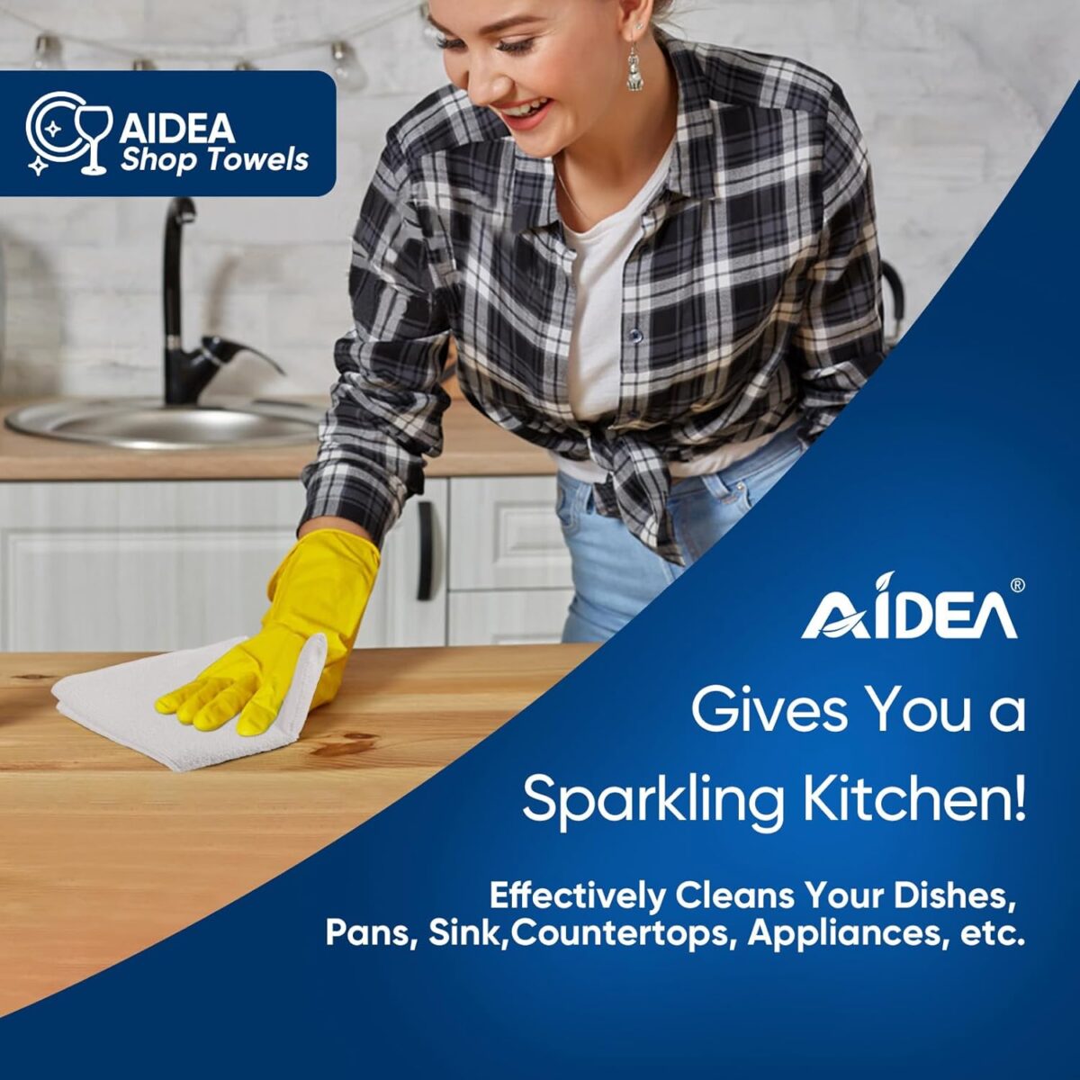 AIDEA Microfiber Cleaning Cloth White-100PK, Absorbent Cleaning Rags, Commercial Shop Rags Lint-Free, Scratch-Free, White Microfiber Towels for Cars, Kitchen Towels White 11.5...