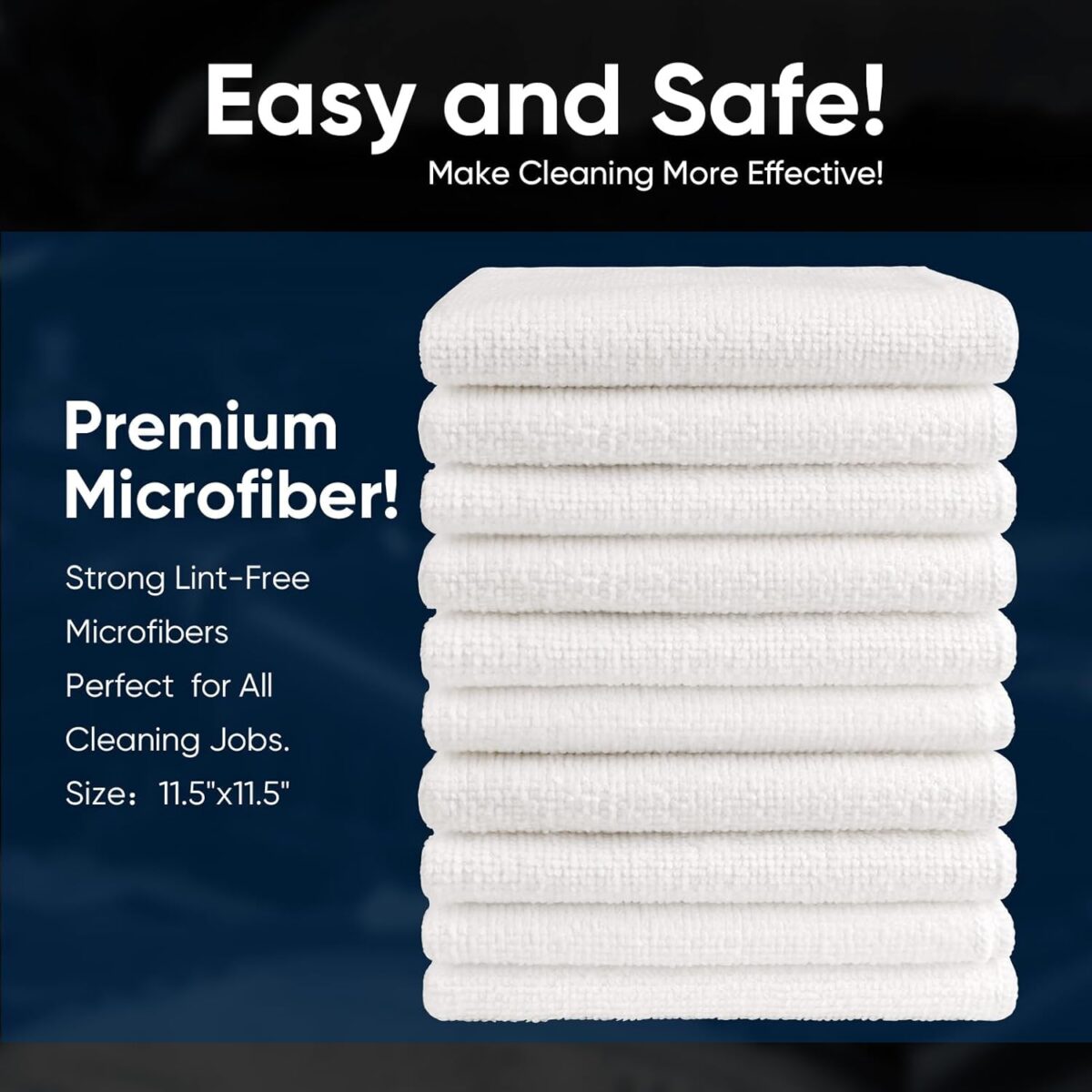 AIDEA Microfiber Cleaning Cloth White-100PK, Absorbent Cleaning Rags, Commercial Shop Rags Lint-Free, Scratch-Free, White Microfiber Towels for Cars, Kitchen Towels White 11.5...