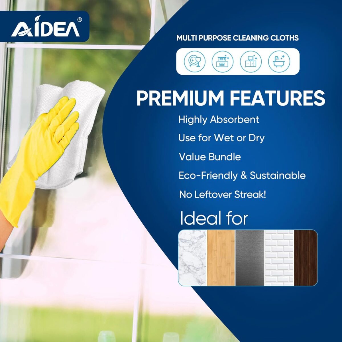 AIDEA Microfiber Cleaning Cloth White-100PK, Absorbent Cleaning Rags, Commercial Shop Rags Lint-Free, Scratch-Free, White Microfiber Towels for Cars, Kitchen Towels White 11.5...