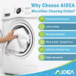 AIDEA Microfiber Cleaning Cloth White 50PK, Microfiber Towels for Cars, Lint Free Rags, Kitchen Towels Dusting Cloth, Bar Rags for Cleaning, Wash Cloth, Dish Cloths White,...