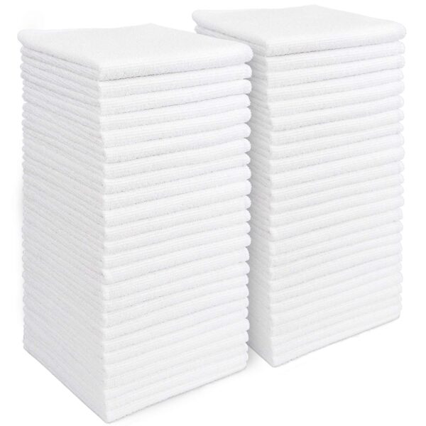 AIDEA Microfiber Cleaning Cloth White 50PK, Microfiber Towels for Cars, Lint Free Rags, Kitchen Towels Dusting Cloth, Bar Rags for Cleaning, Wash Cloth, Dish Cloths White,...