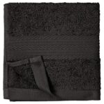 Amazon Basics Cotton Washcloths for Face, Soft, Absorbent, 12-Pack, Black, 12 Inch x 12 Inch