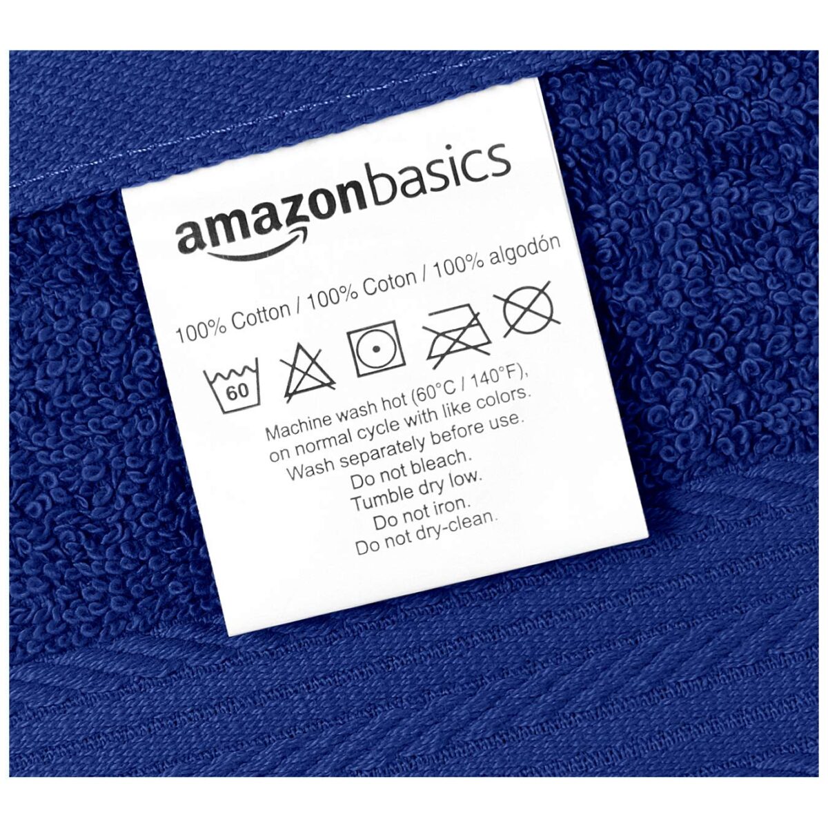 Amazon Basics Cotton Washcloths for Face, Soft, Absorbent, 12-Pack, Navy Blue, 12 Inch x 12 Inch