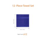Amazon Basics Cotton Washcloths for Face, Soft, Absorbent, 12-Pack, Navy Blue, 12 Inch x 12 Inch
