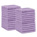 Amazon Basics face Towels for bathroom, 100% Cotton Extra Absorbent washcloth, Fast Drying - salon towel - 24 Pack Lavender (12 x 12 inches)
