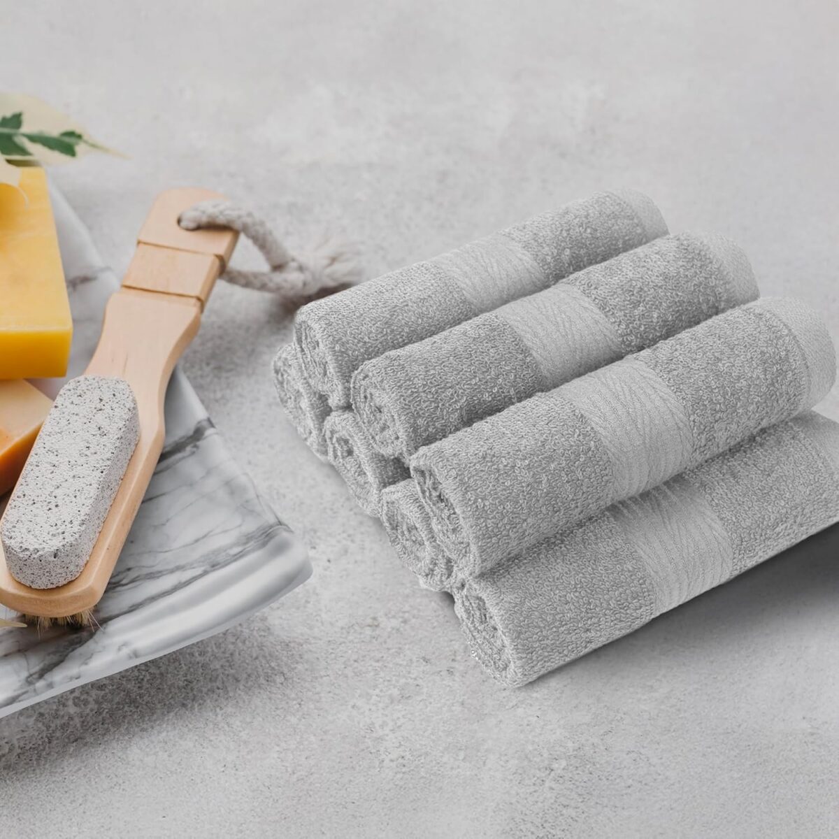 Amazon Basics face Towels for bathroom, 100% Cotton Extra Absorbent washcloth, Fast Drying - salon towel - 24 Pack Lavender (12 x 12 inches)