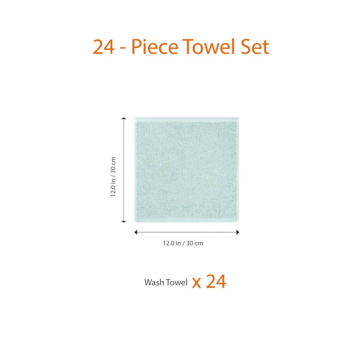 Amazon Basics face Towels for bathroom, 100% Cotton Extra Absorbent washcloth, Fast Drying - salon towel - 24 Pack Ice Blue (12 x 12 inches)