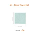 Amazon Basics face Towels for bathroom, 100% Cotton Extra Absorbent washcloth, Fast Drying - salon towel - 24 Pack Ice Blue (12 x 12 inches)