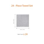 Amazon Basics Fast Drying Cotton Washcloths for Bathroom, Machine Washable, Extra Absorbent, 12 x 12 in, Gray, 24-Pack