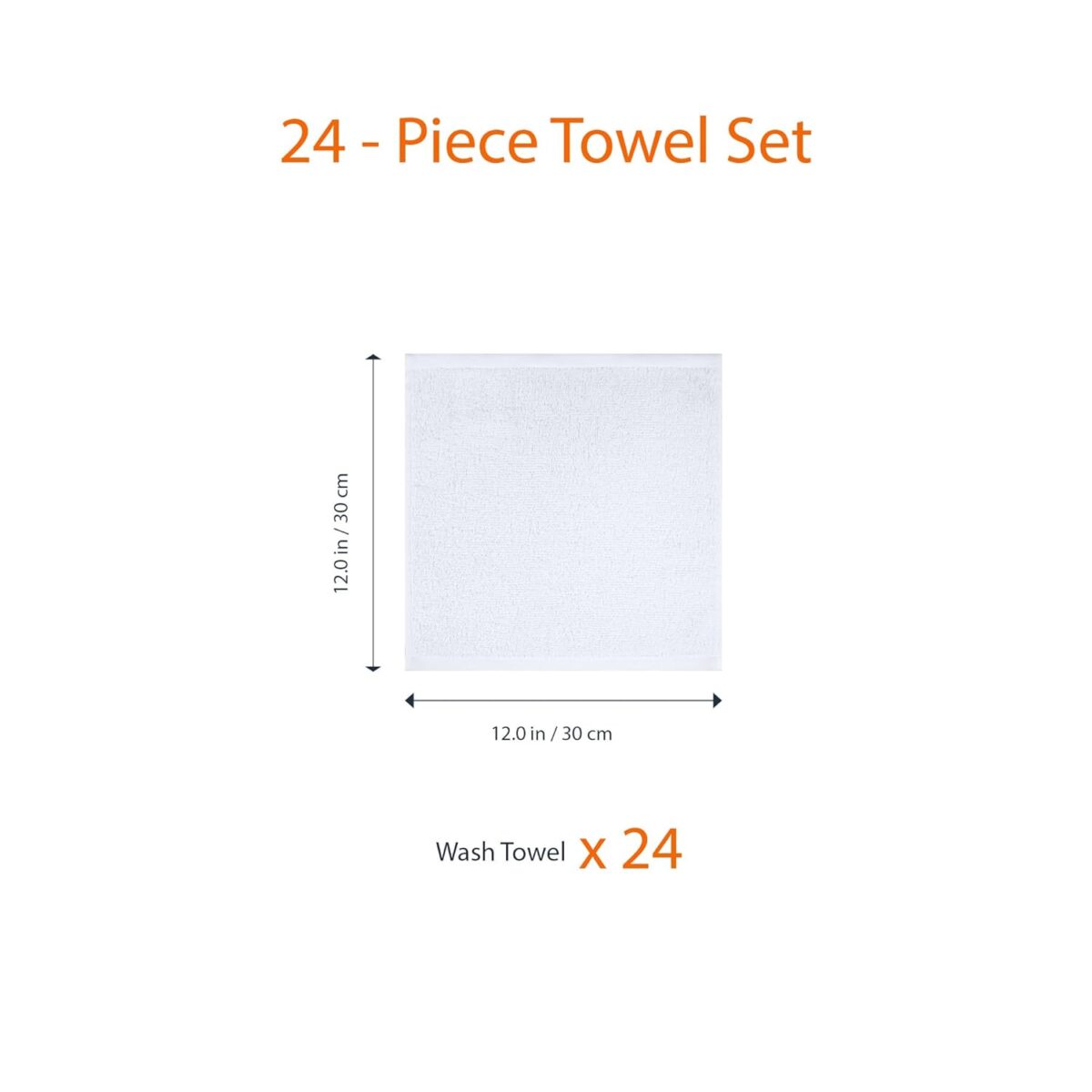 Amazon Basics Fast Drying Cotton Washcloths for Bathroom, Machine Washable, Soft and Highly Absorbent, 12 x 12 in, White, 24-Pack