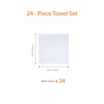 Amazon Basics Fast Drying Cotton Washcloths for Bathroom, Machine Washable, Soft and Highly Absorbent, 12 x 12 in, White, 24-Pack