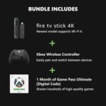 Amazon Fire TV Stick 4K, Carbon Black Core Wireless Controller, and 1 Month Game Pass Ultimate Bundle