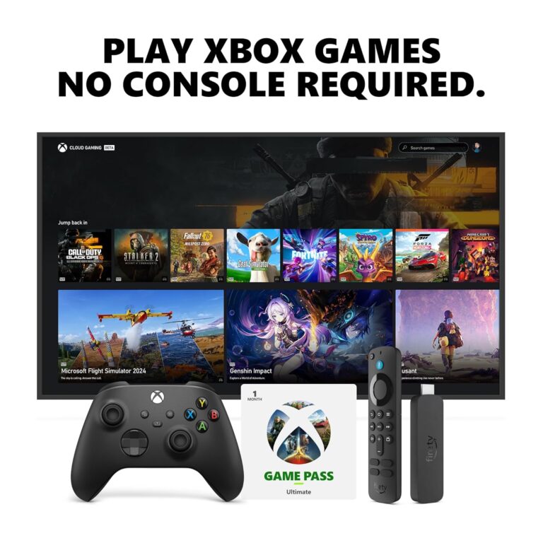 Amazon Fire TV Stick 4K, Carbon Black Core Wireless Controller, and 1 Month Game Pass Ultimate Bundle